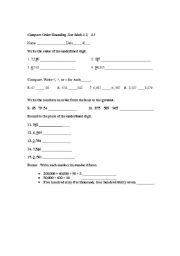 Comparing Numbers Worksheets 4th Grade Image