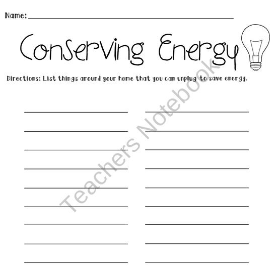 Conserving Energy Worksheet Image
