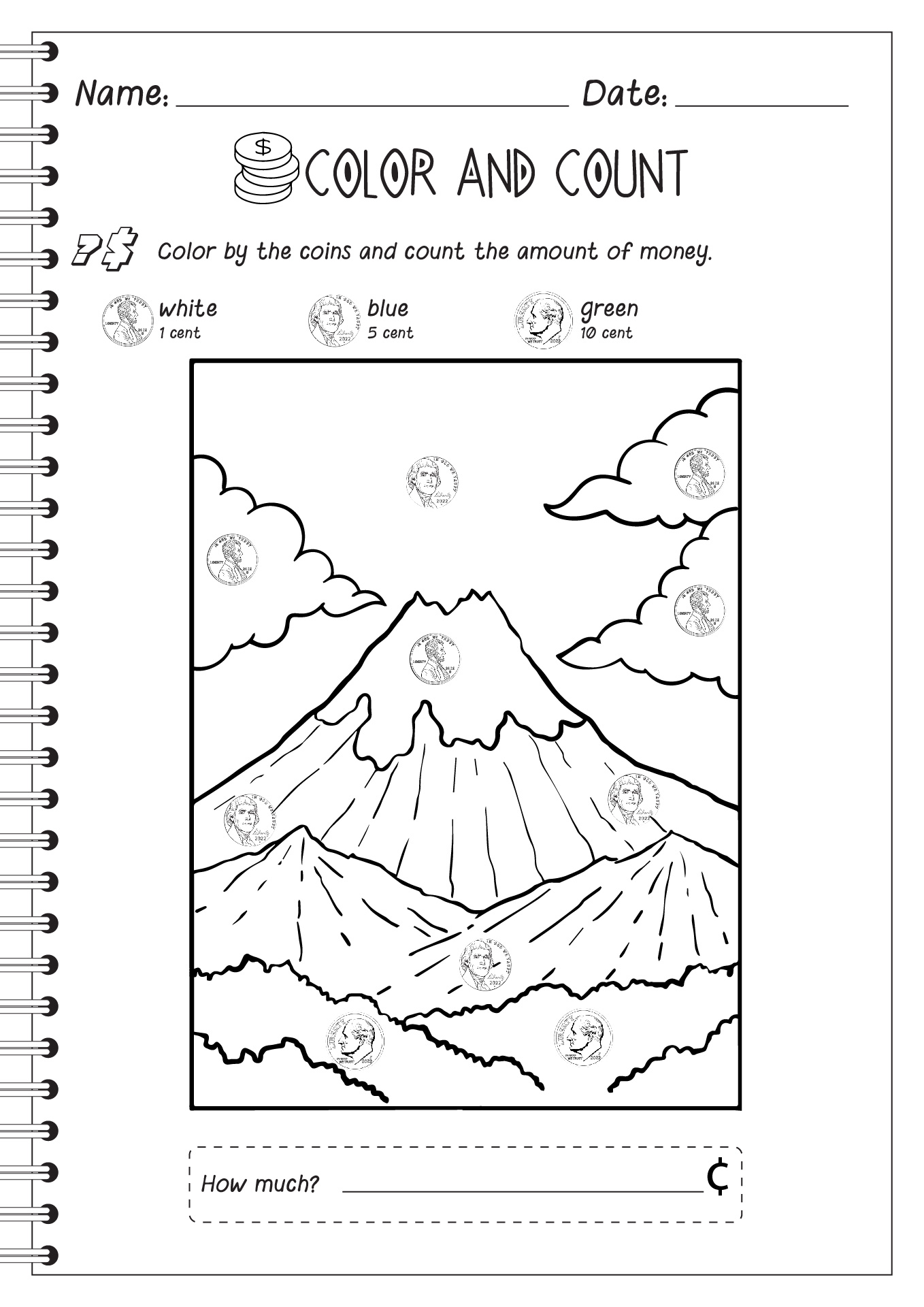 Counting Money Coloring Worksheets