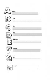 ESL Handwriting Worksheet Alphabet Image