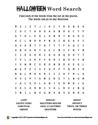 Halloween Word Search Image