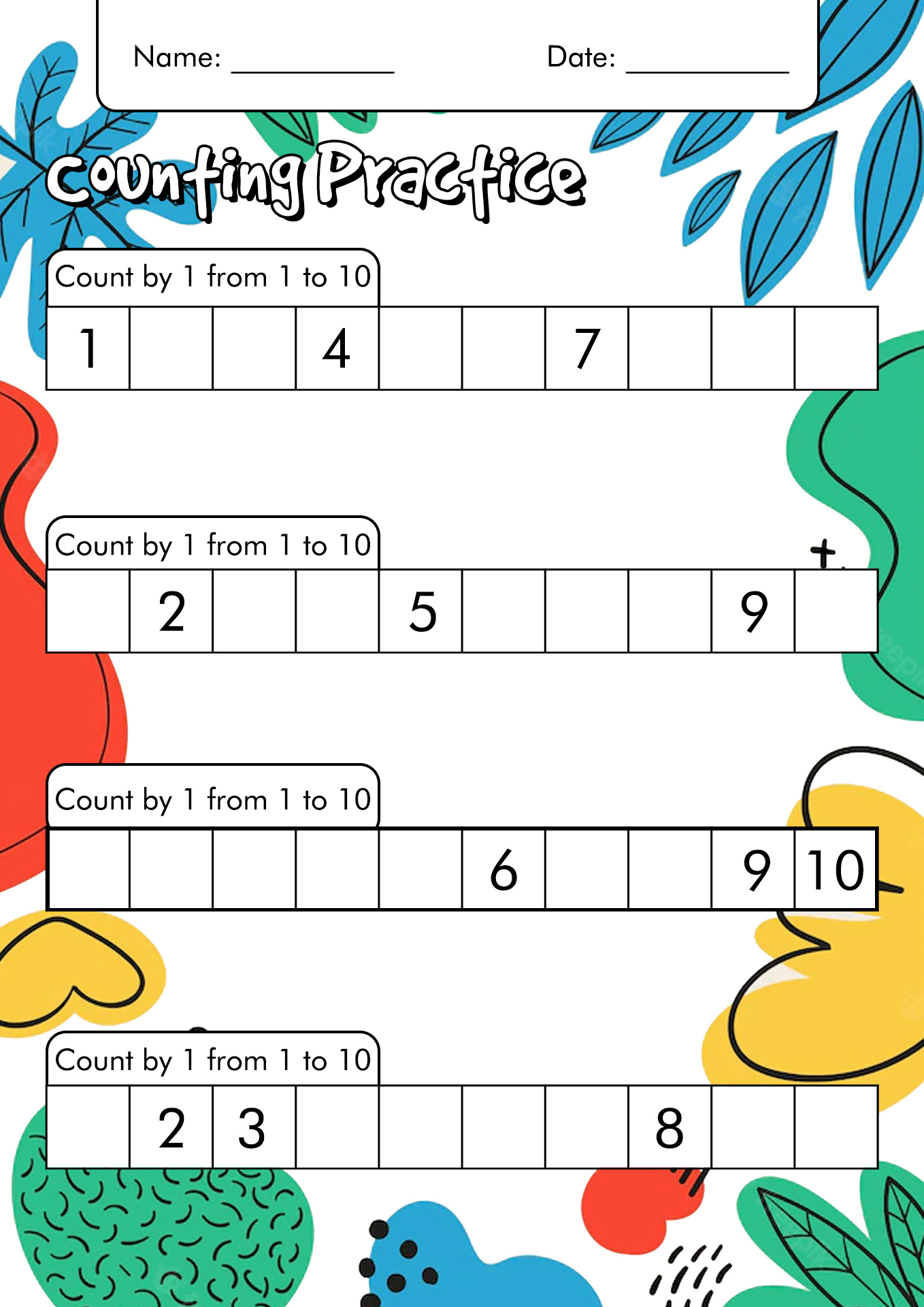 Kindergarten Math Worksheets Missing Numbers