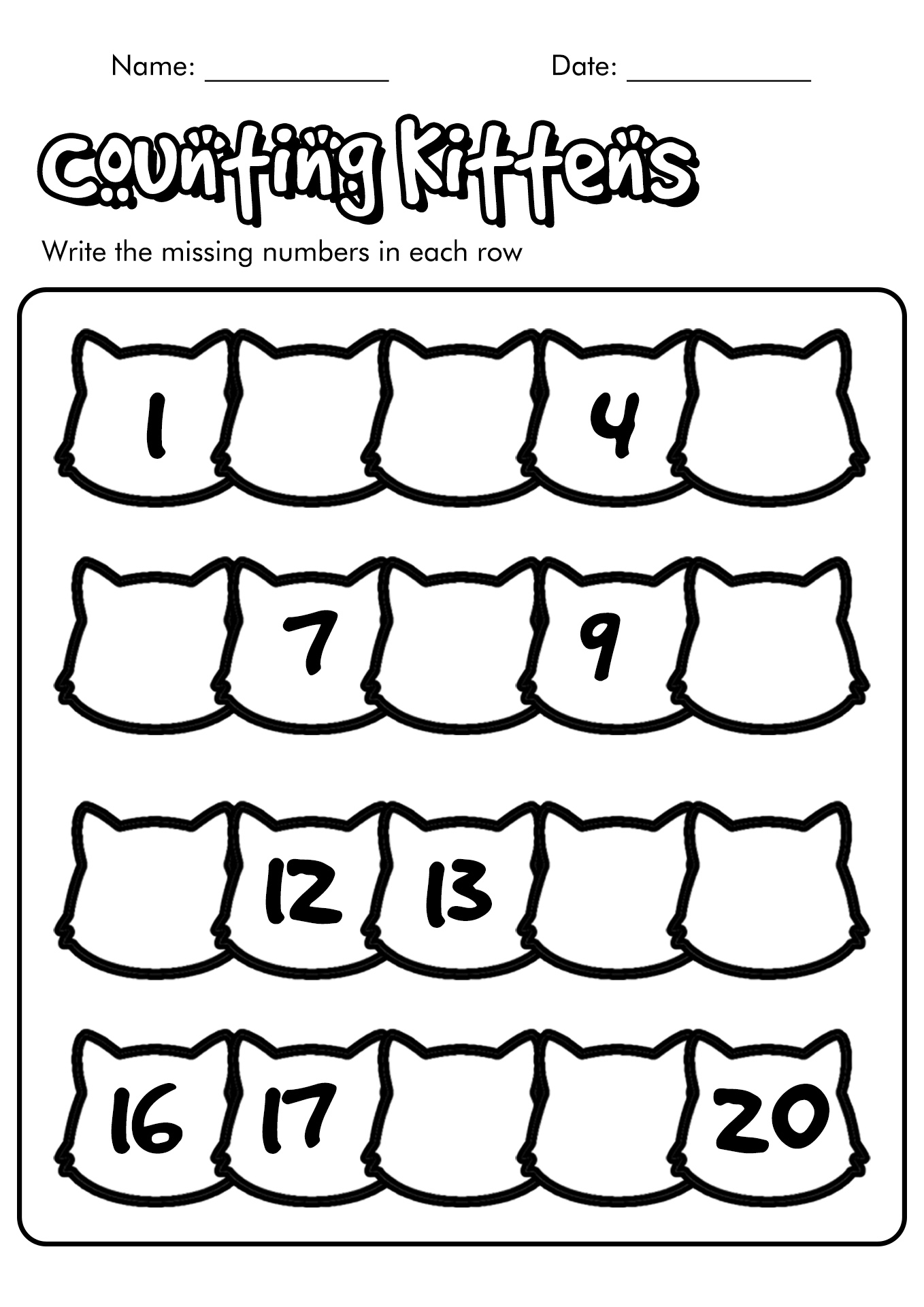 Kindergarten Number Worksheets 1 20