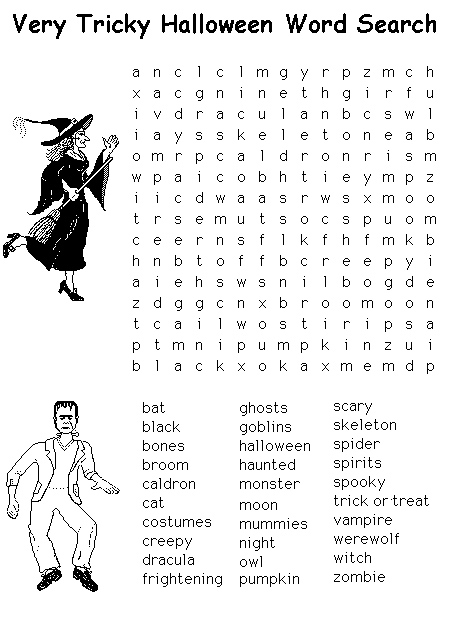 Printable Halloween Word Search Worksheets Image