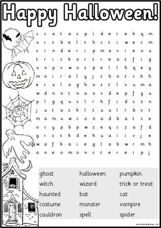 Printable Halloween Word Search Image