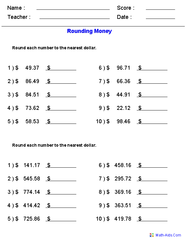 Printable Rounding Worksheets 3rd Grade Image