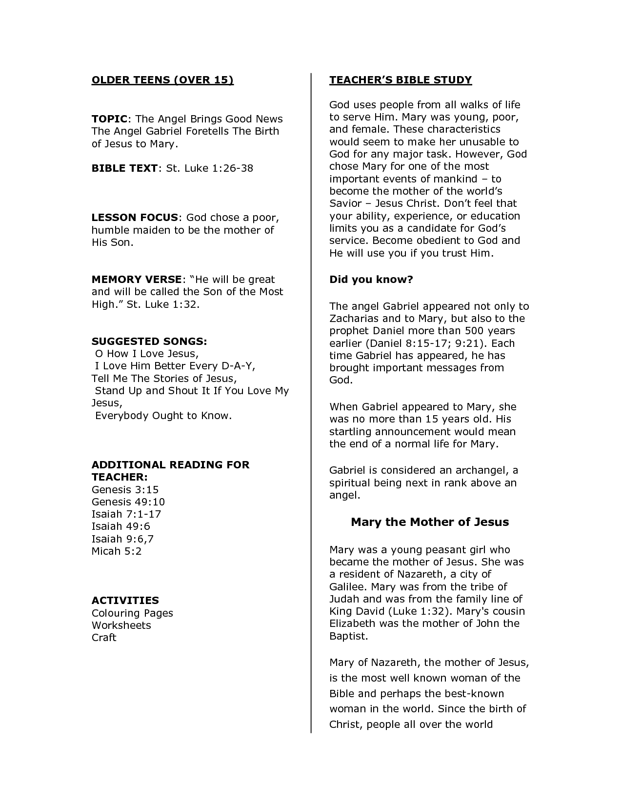 Free Printable Teen Bible Study Worksheets