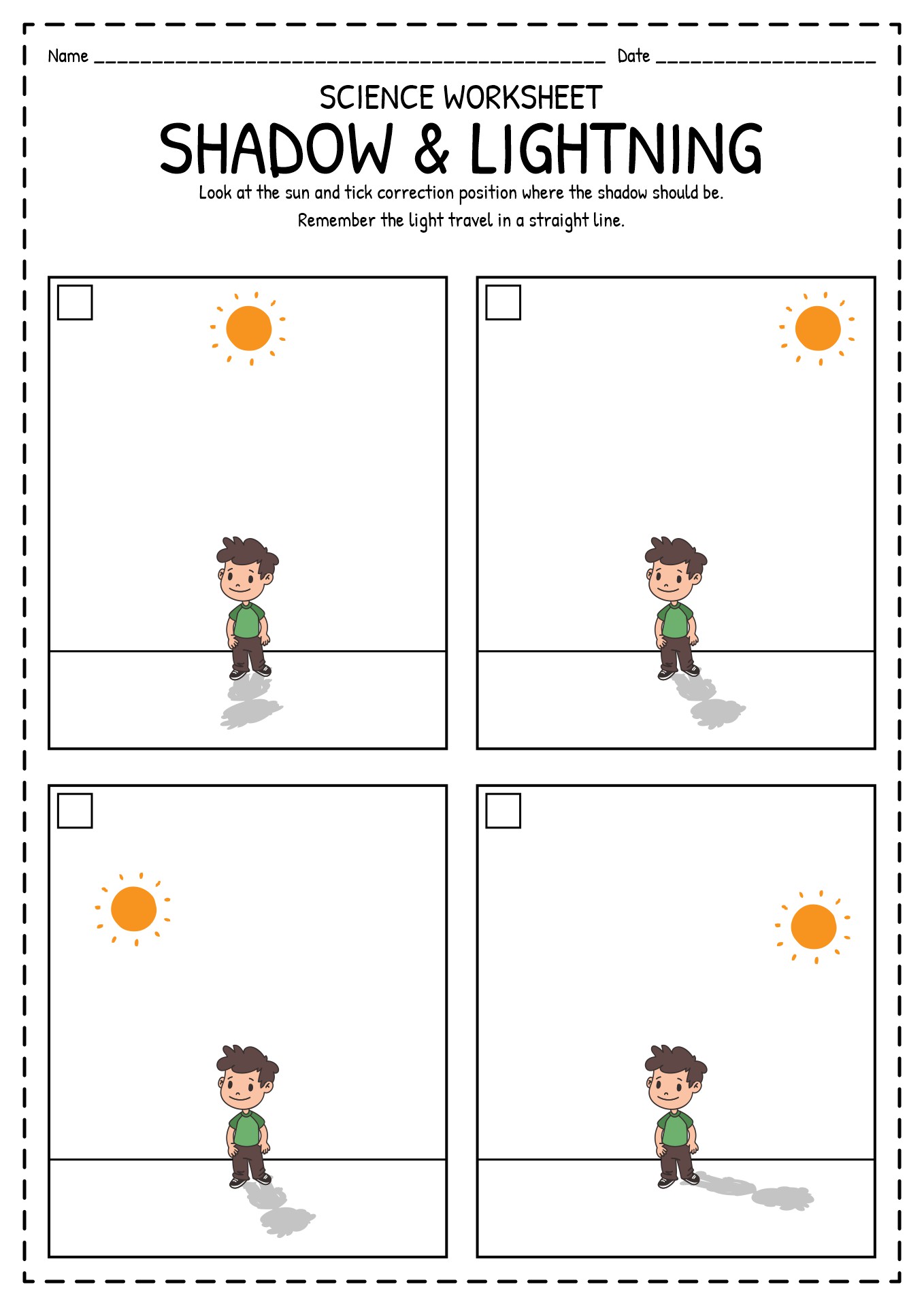 Shadow and Light Worksheets Image