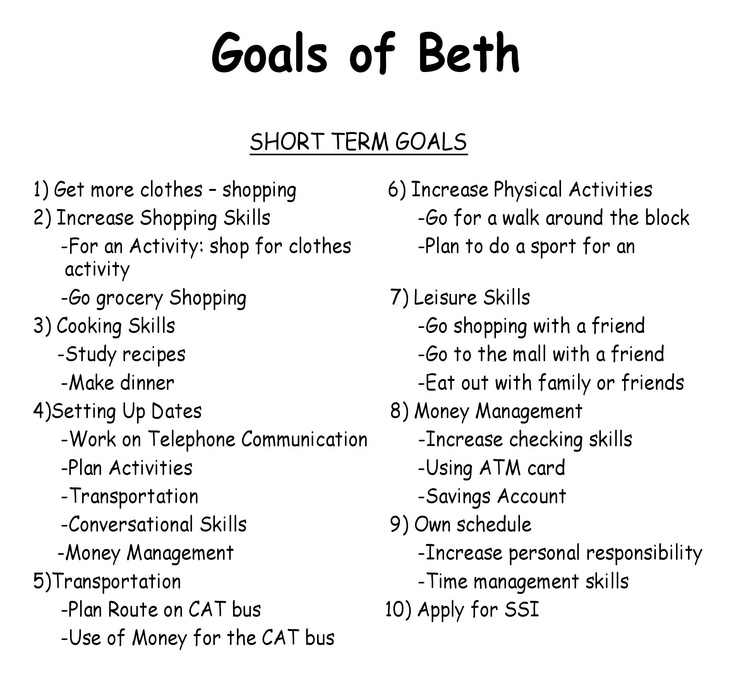 Short-Term Goal List Image