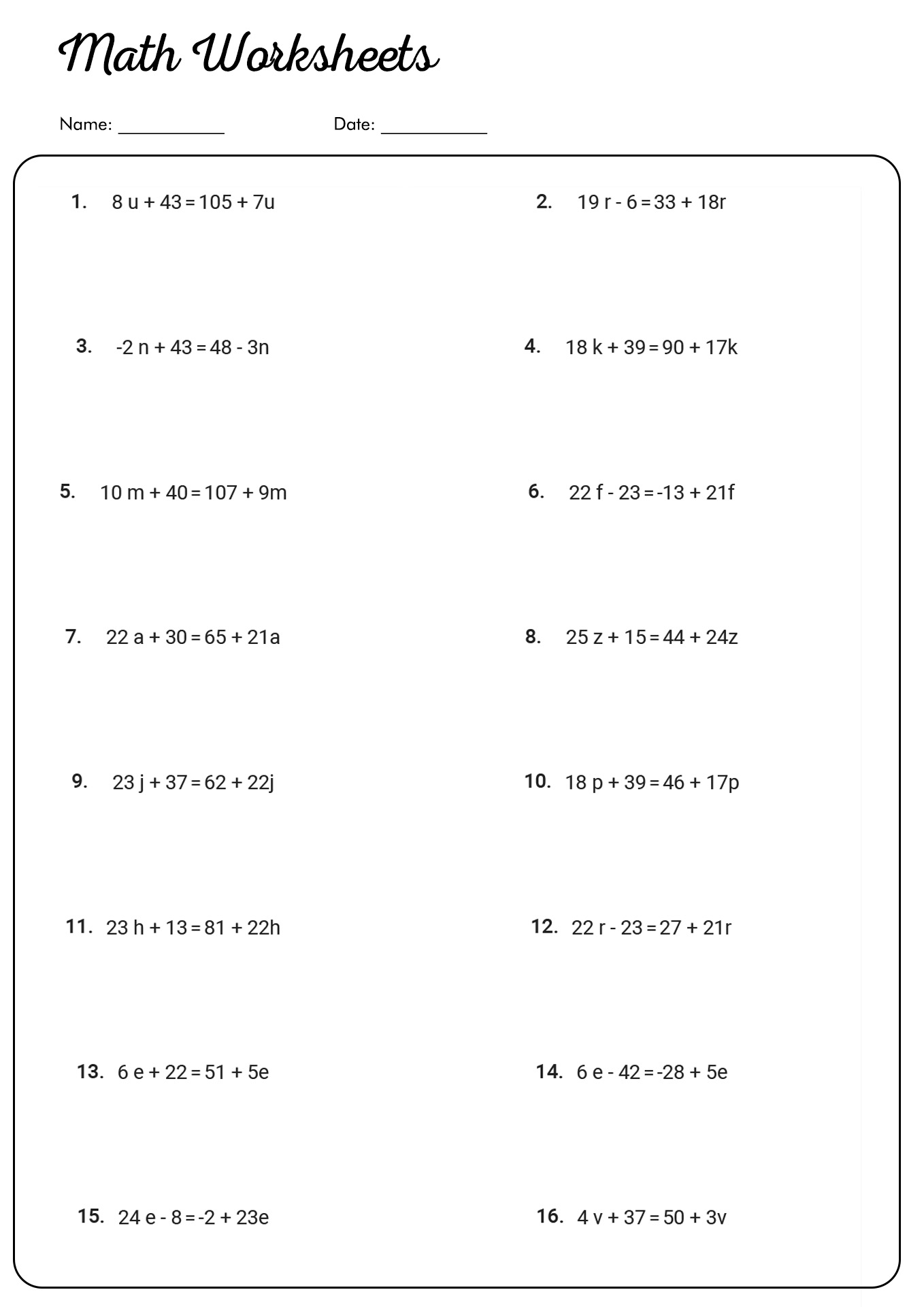 Simplifying Expressions Worksheets 7th Grade Image