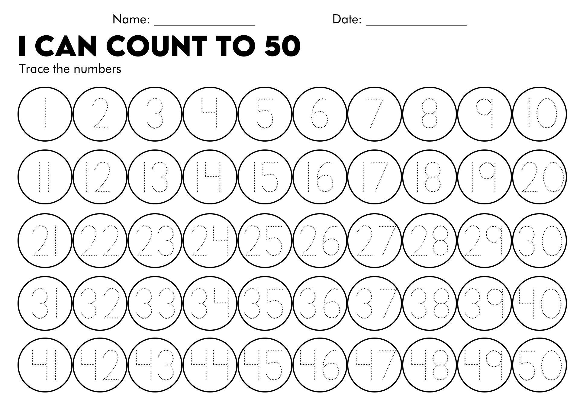 Number Tracing Worksheets 1 50 Printable And Online Worksheets Pack 