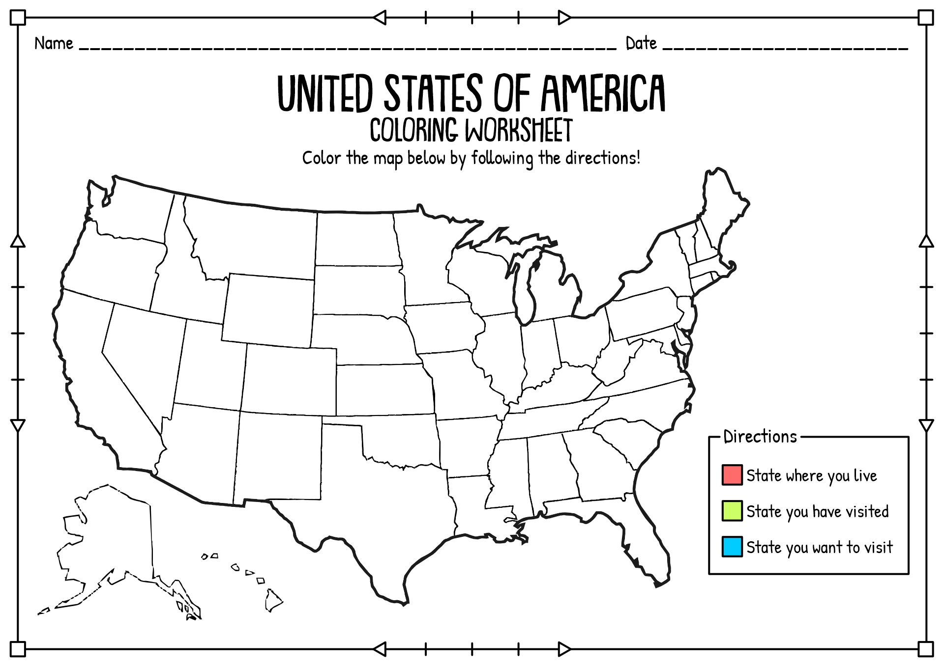 US Geography Worksheets Printable