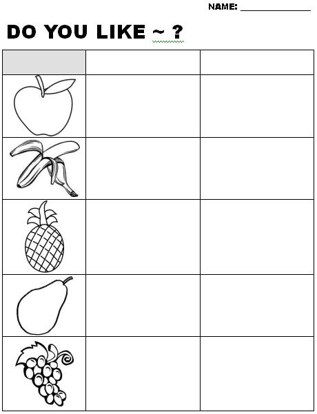 What Do You Like Worksheet Image