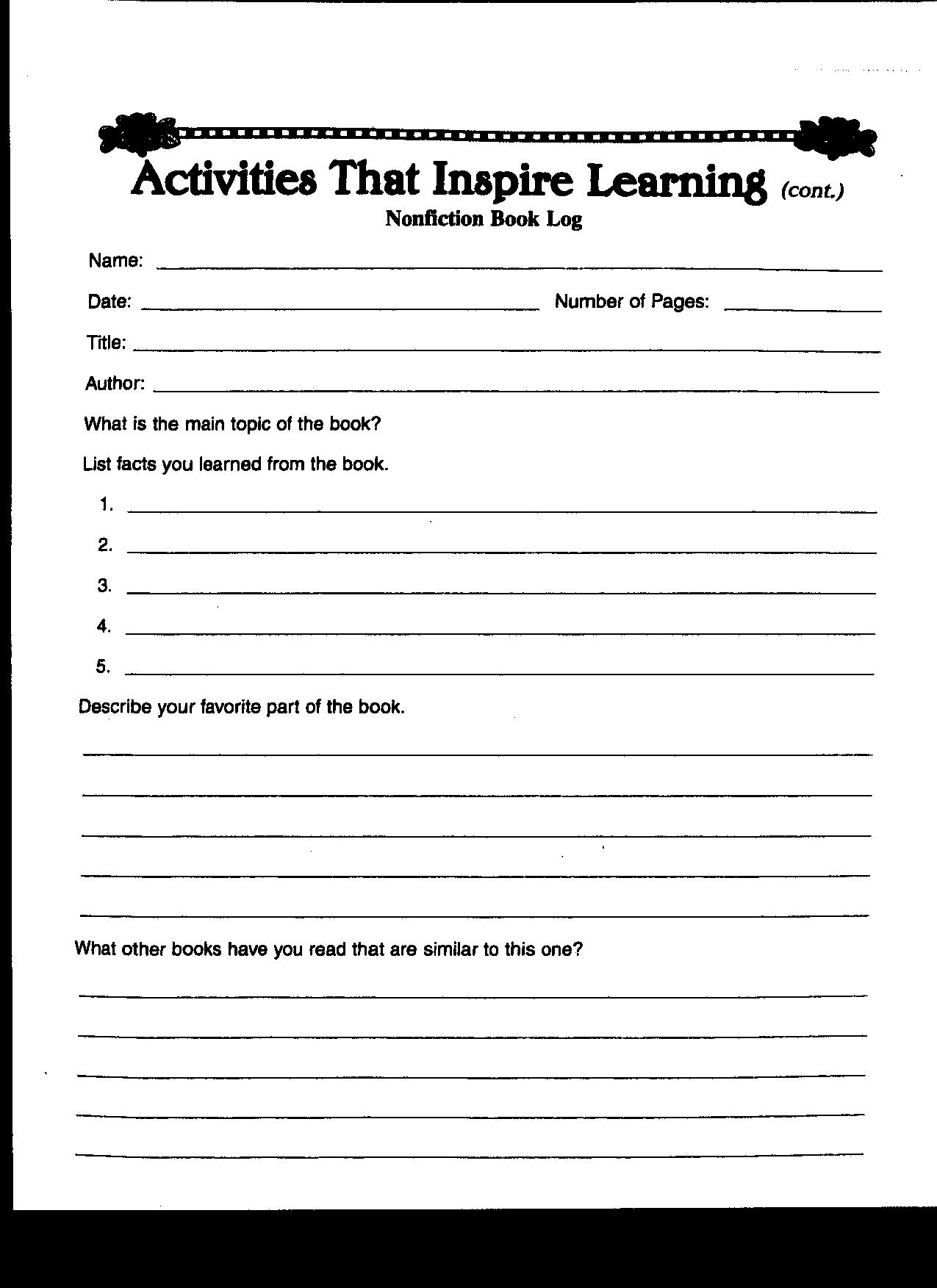 book review 4th grade template