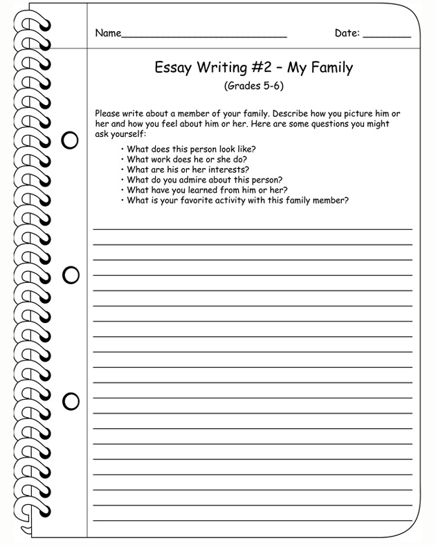 5th Grade Essay Writing Worksheets Image