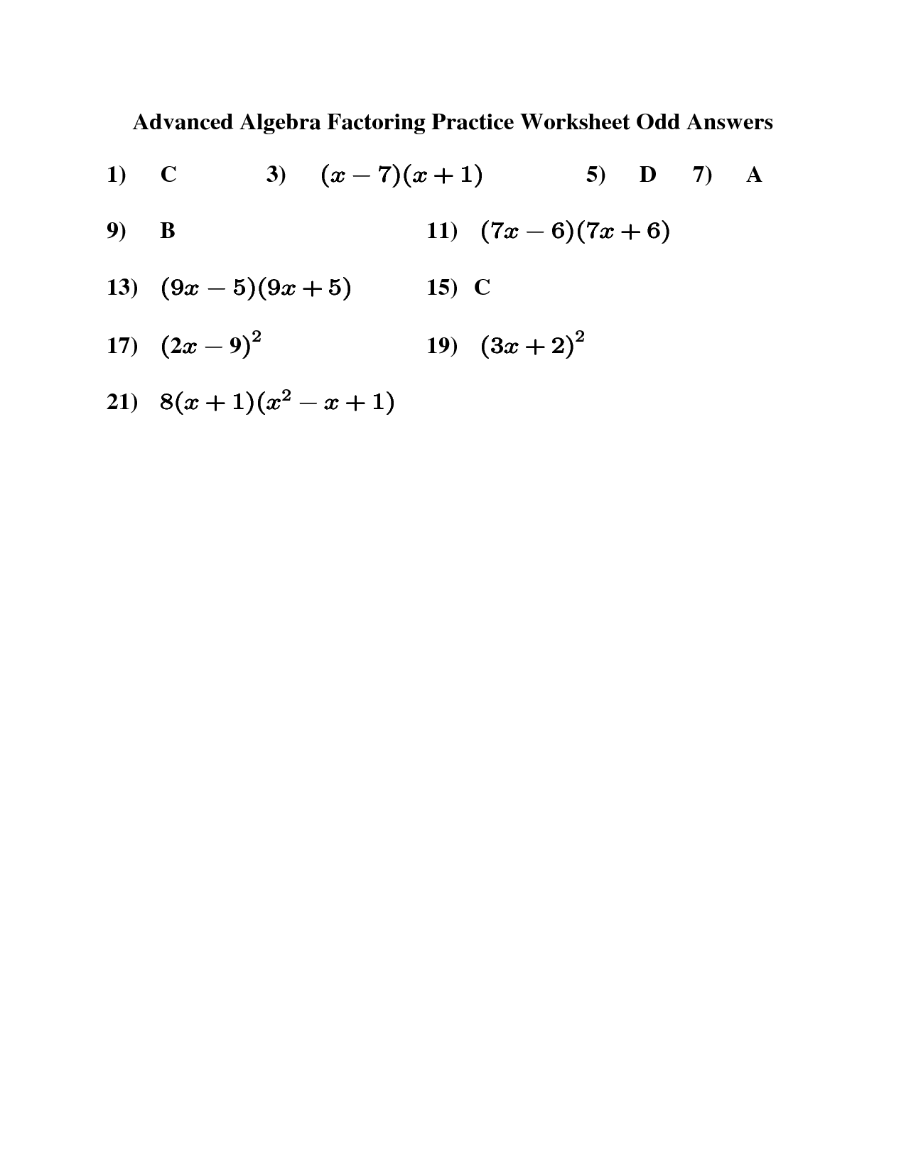 Algebra Factoring Practice Worksheets Image
