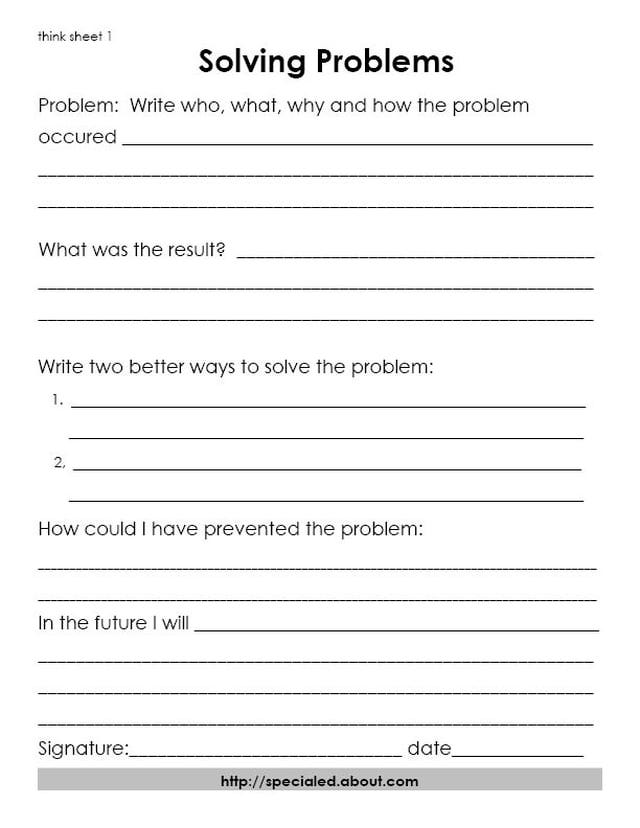 Worksheets for Students On Behavior