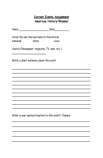 Current Events Middle School Worksheets