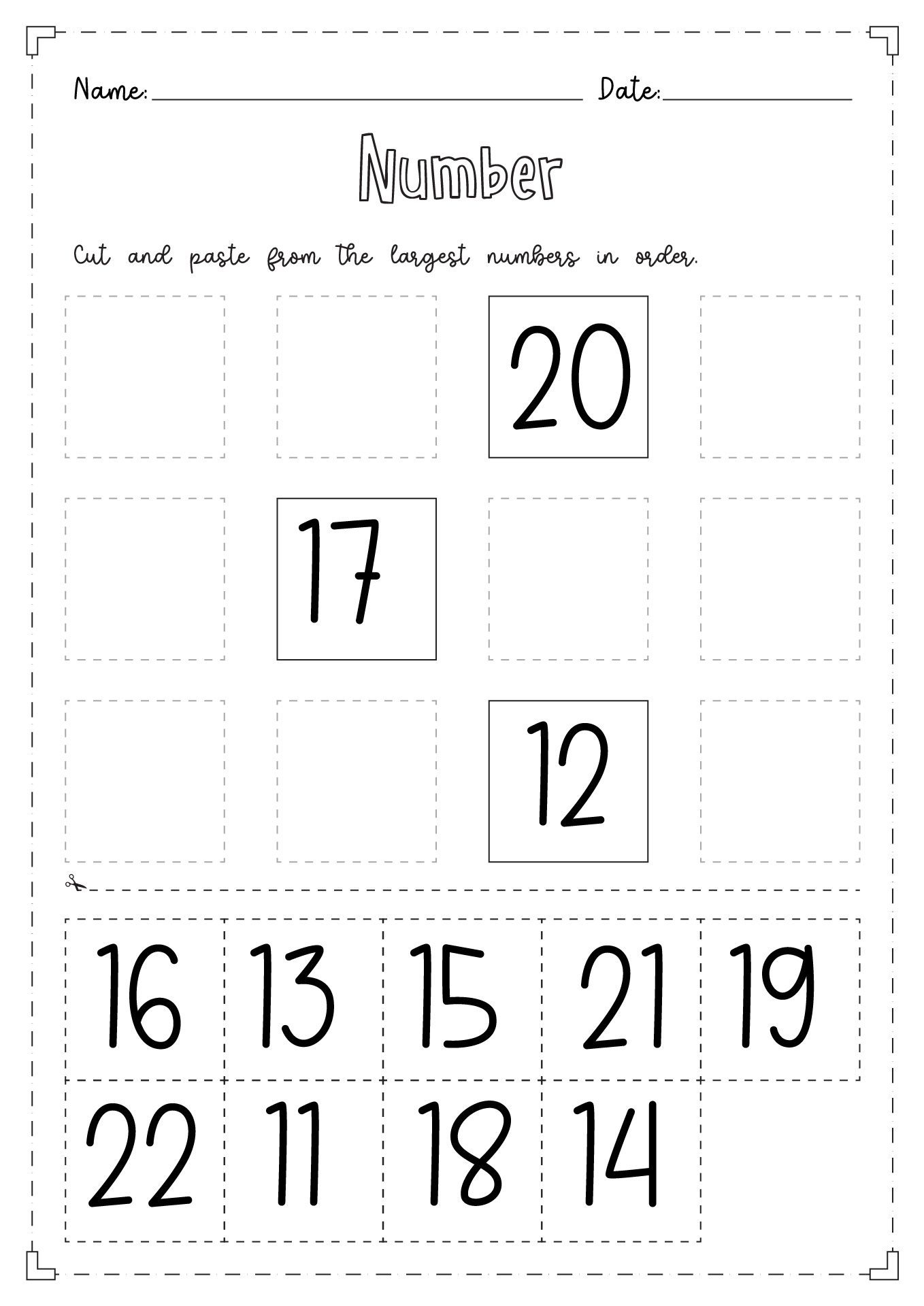 Cut and Paste Number Worksheets 11 Image