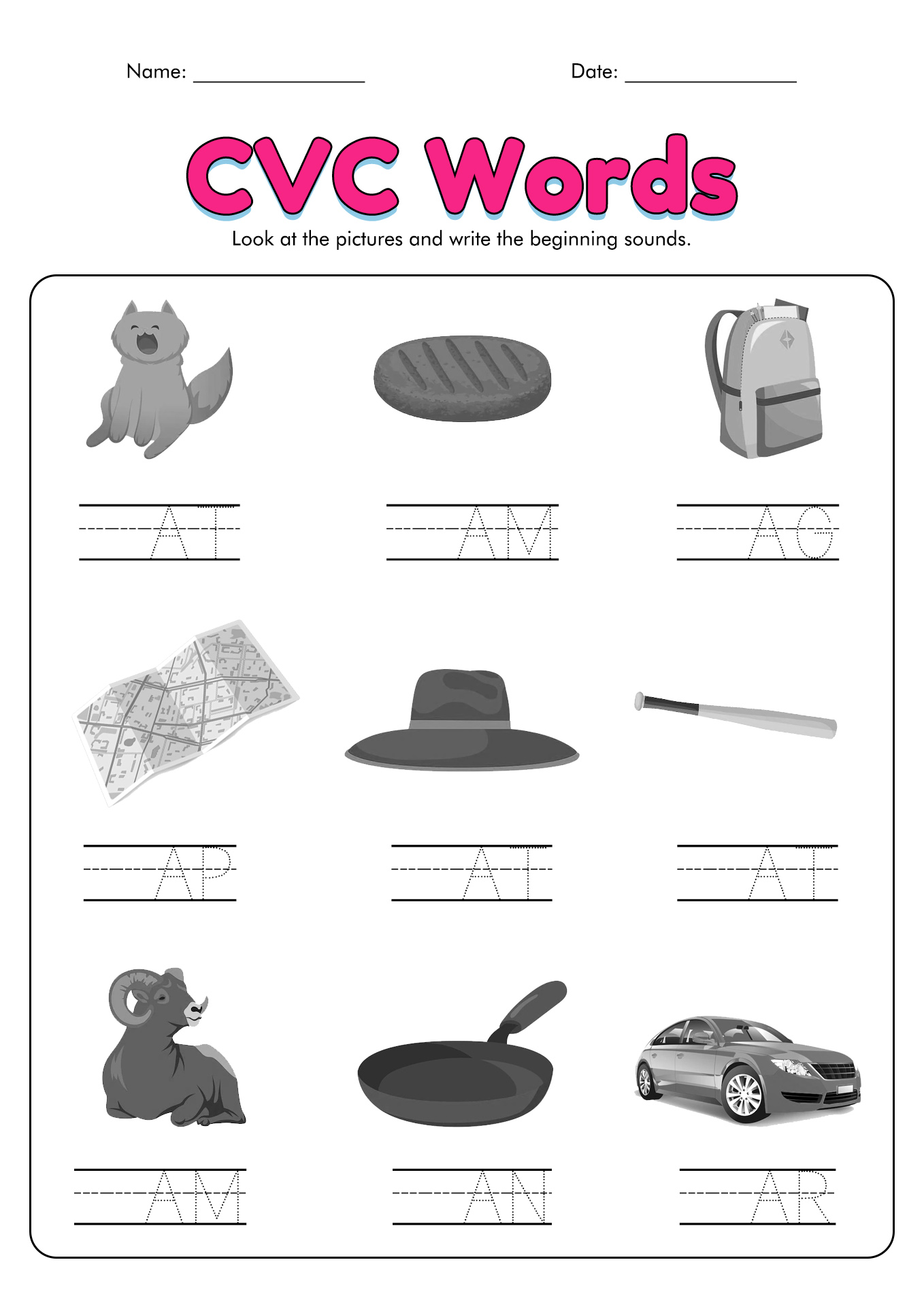CVC Words Worksheets Image