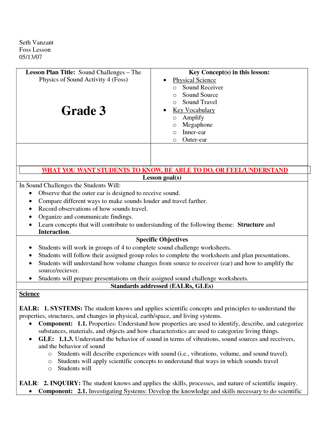 Elementary Science Sound Worksheets Image