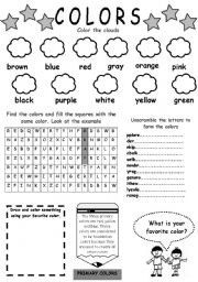 Beginner English Worksheets Colors