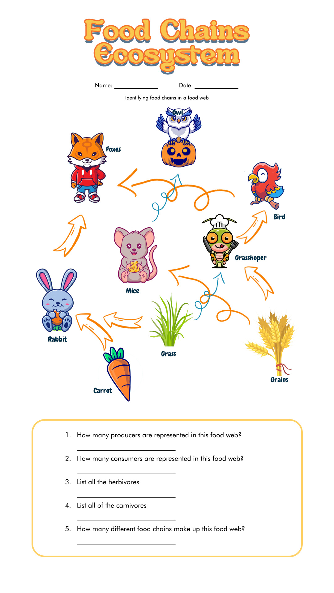 High School Ecosystem Food Chain Worksheet Image
