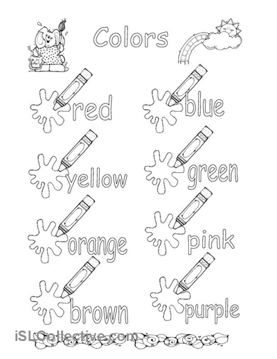 Kindergarten Spelling Colors Worksheets Image