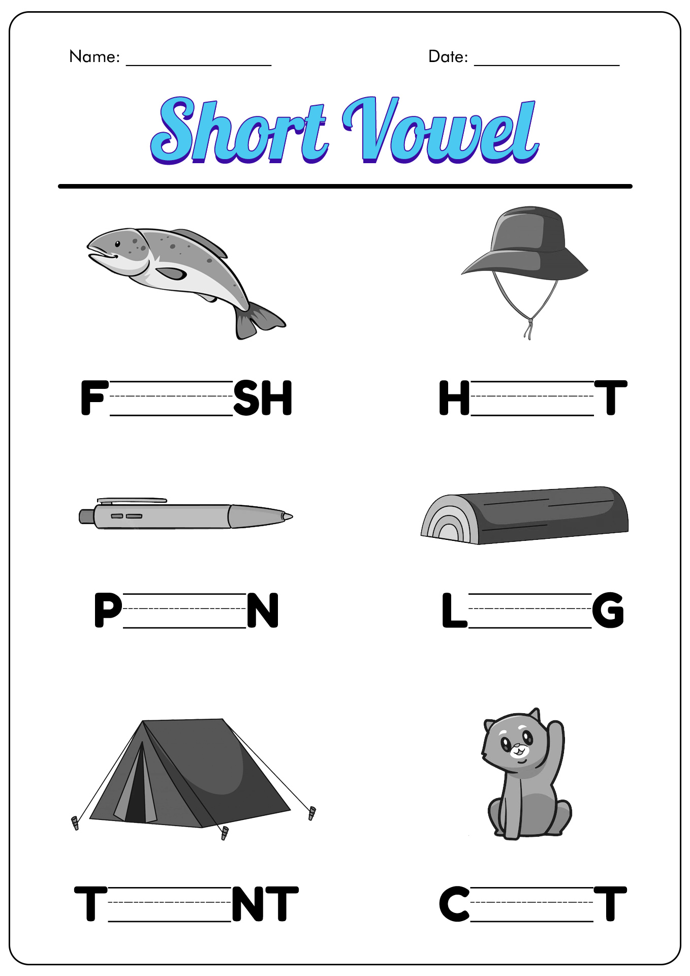 Long and Short Vowel Review Worksheets Image