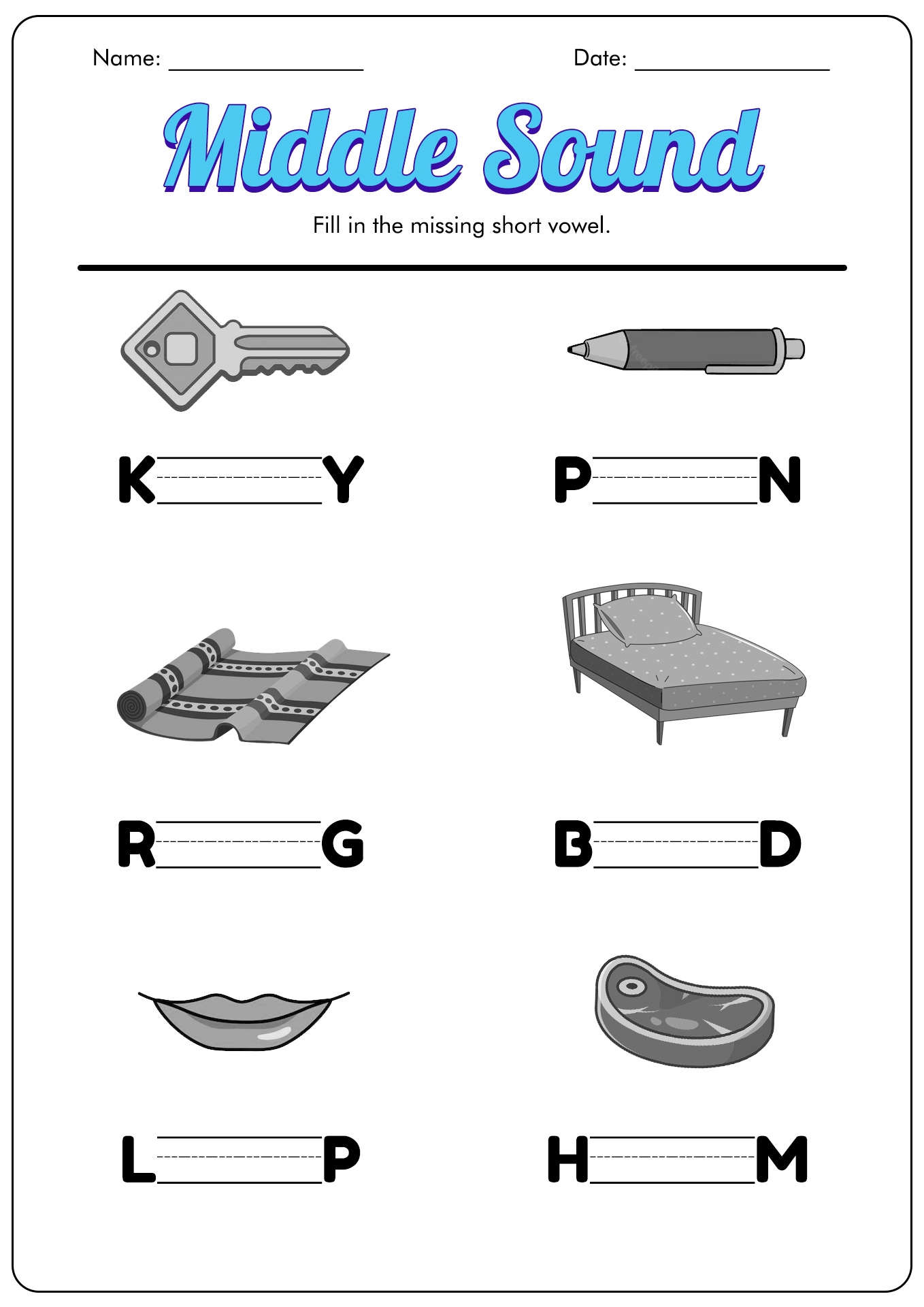 Middle Sound Review Worksheet Image