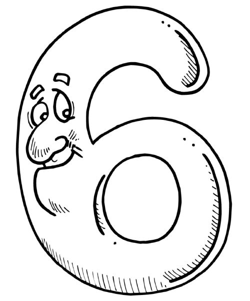Number 6 Coloring Page Image