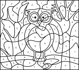 Owl Color by Number Coloring Pages Image