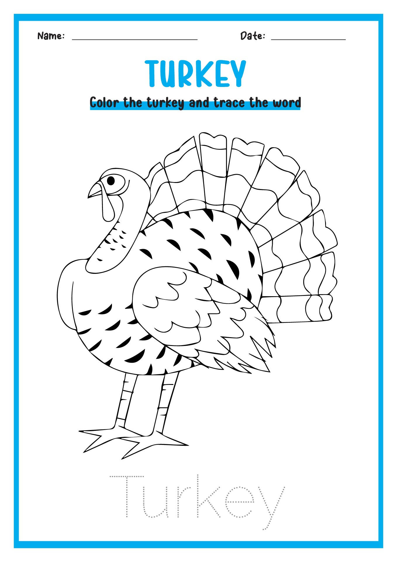 Preschool Turkey Coloring Pages Image