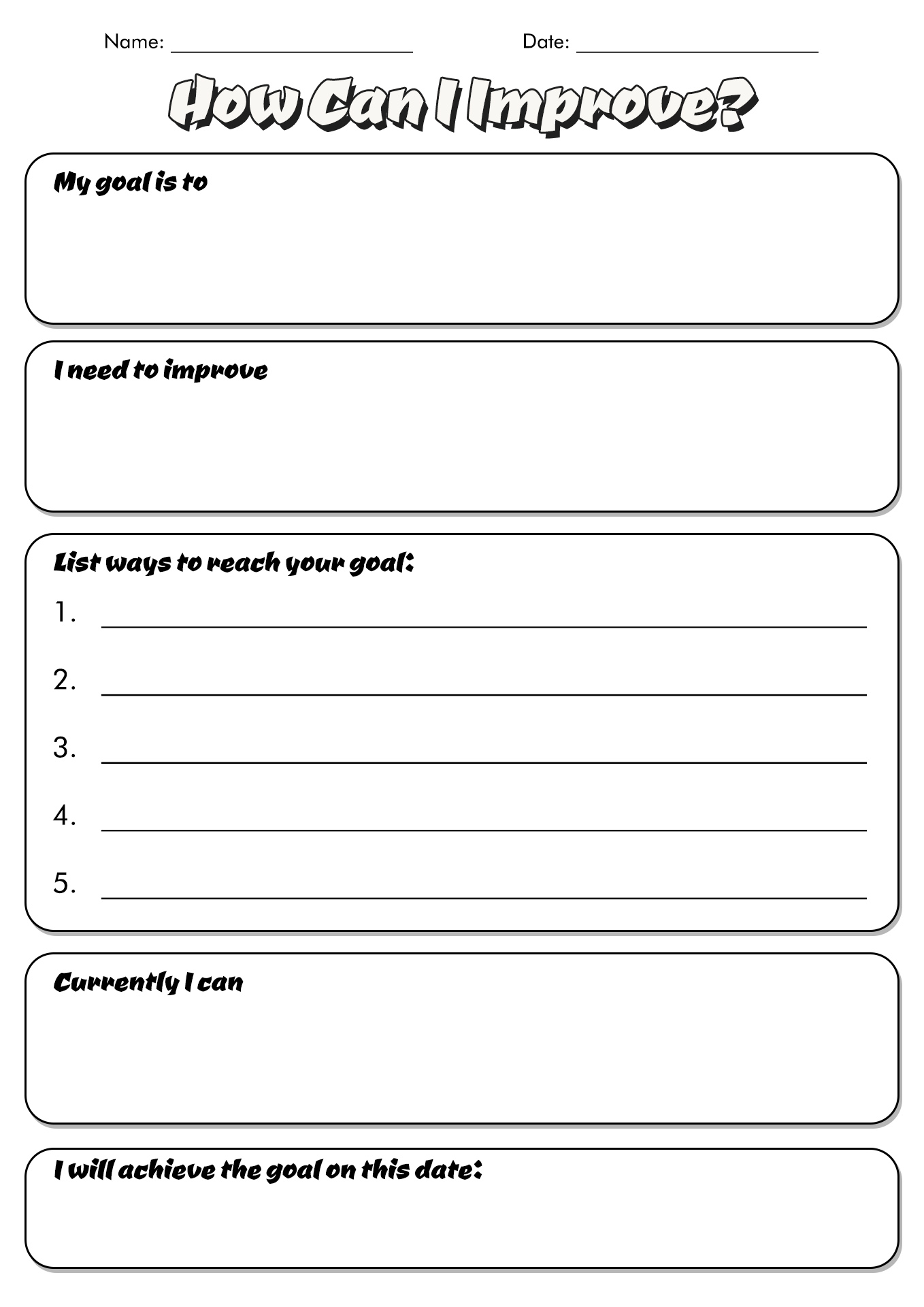 Printable Self-Esteem Worksheets