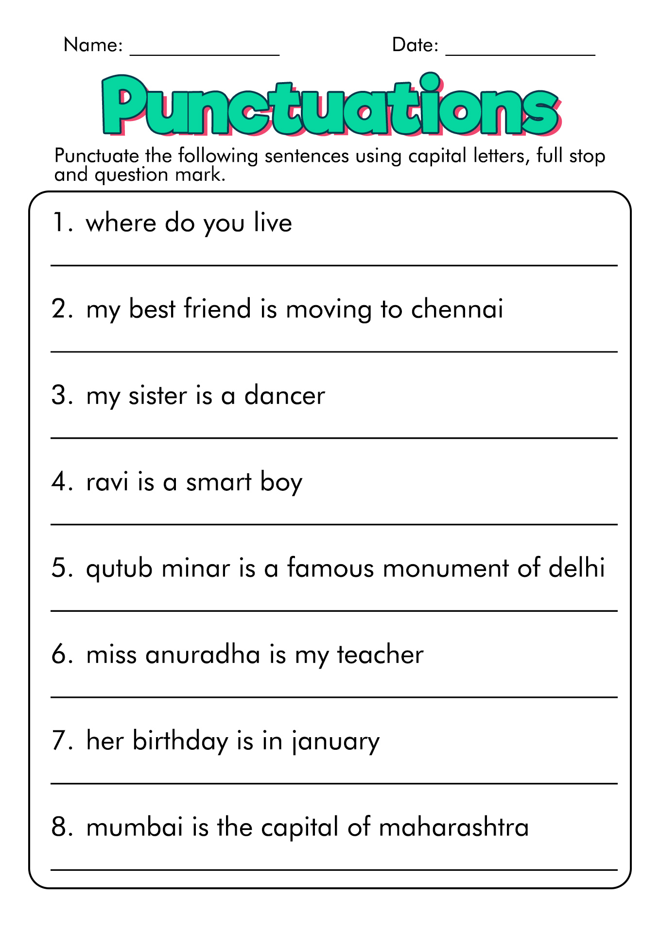 20 Punctuation Worksheets For Grade 5 Free PDF At Worksheeto