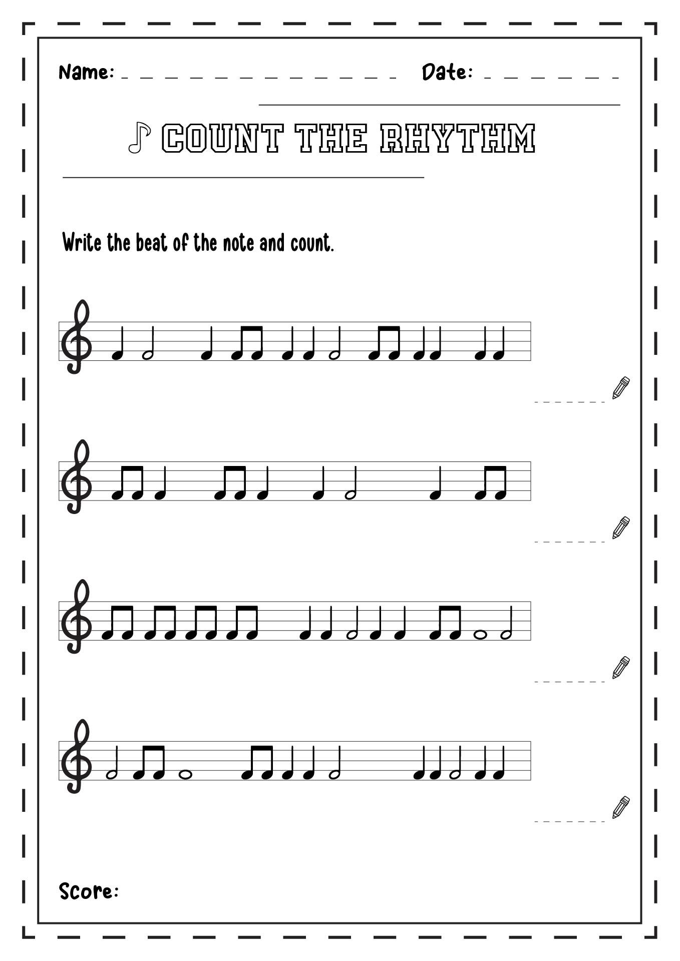 Quarter Eighth Note Rhythms Image
