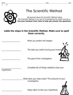 Scientific Method Worksheet for Teaching Image