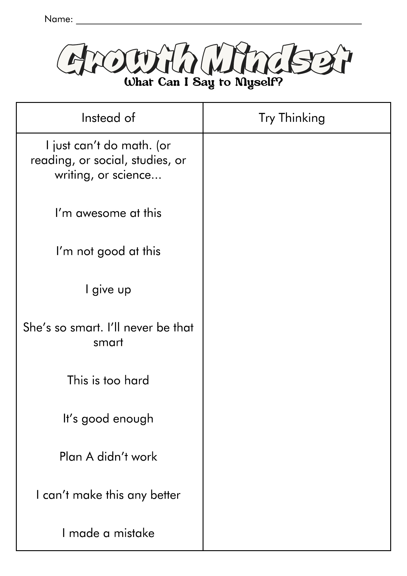 Self-Esteem Worksheets Printable Free