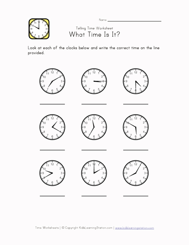 Telling Time Worksheets by 5 Minutes Image