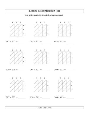 3-Digit Lattice Multiplication Image