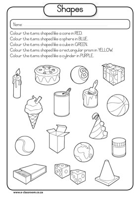 3D Shapes Kindergarten Worksheet