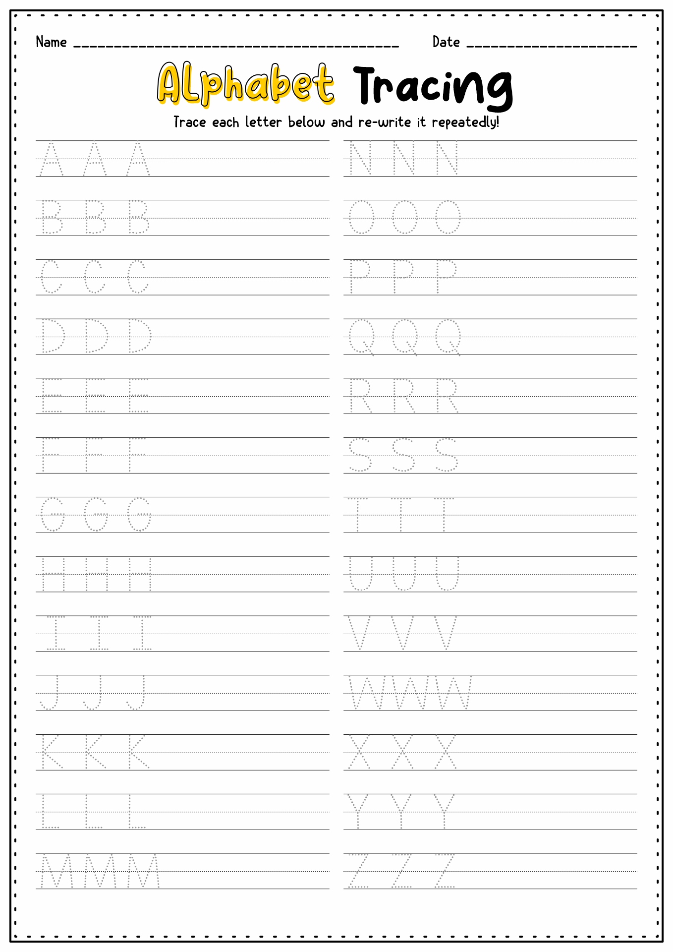 ABC Practice Writing Letter