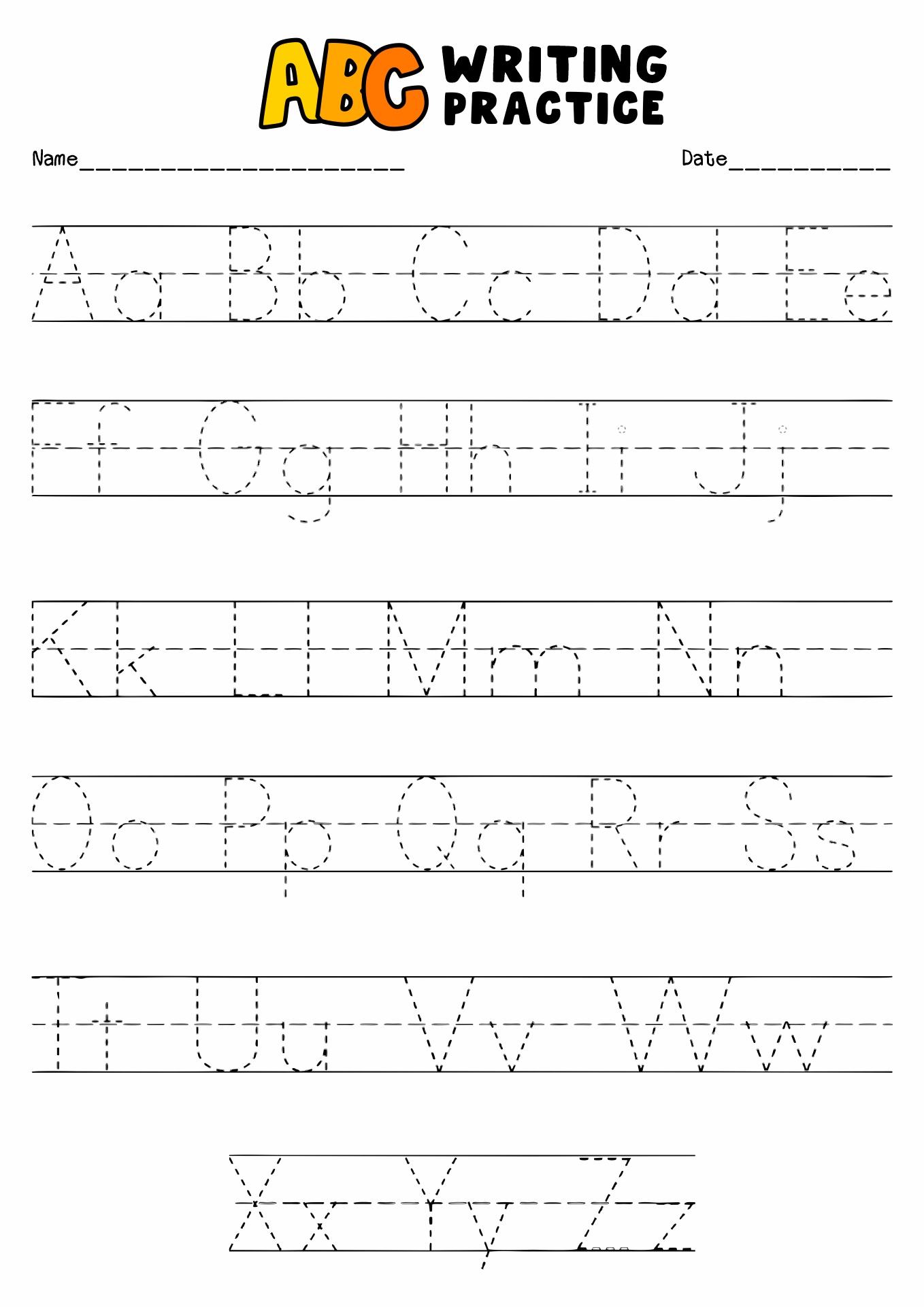 Alphabets Writing Practice Worksheets Printable