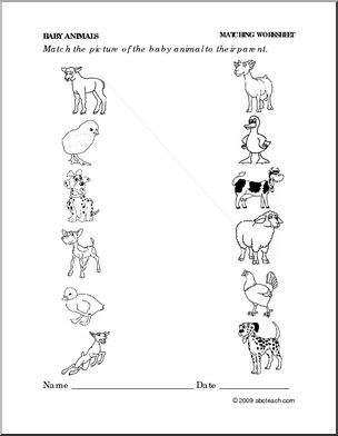 Baby Animal Matching Worksheet Image