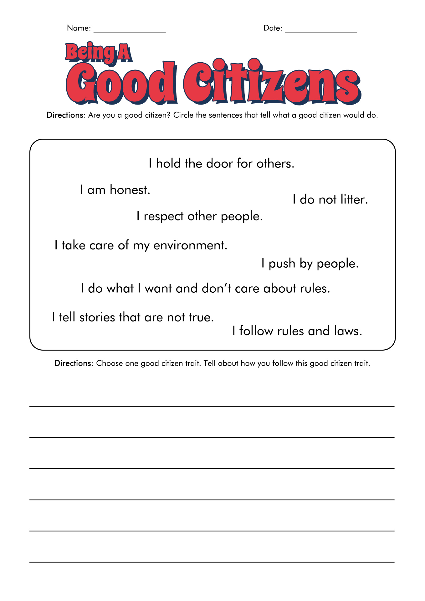 17 Being A Good Citizen 2nd Grade Worksheet /