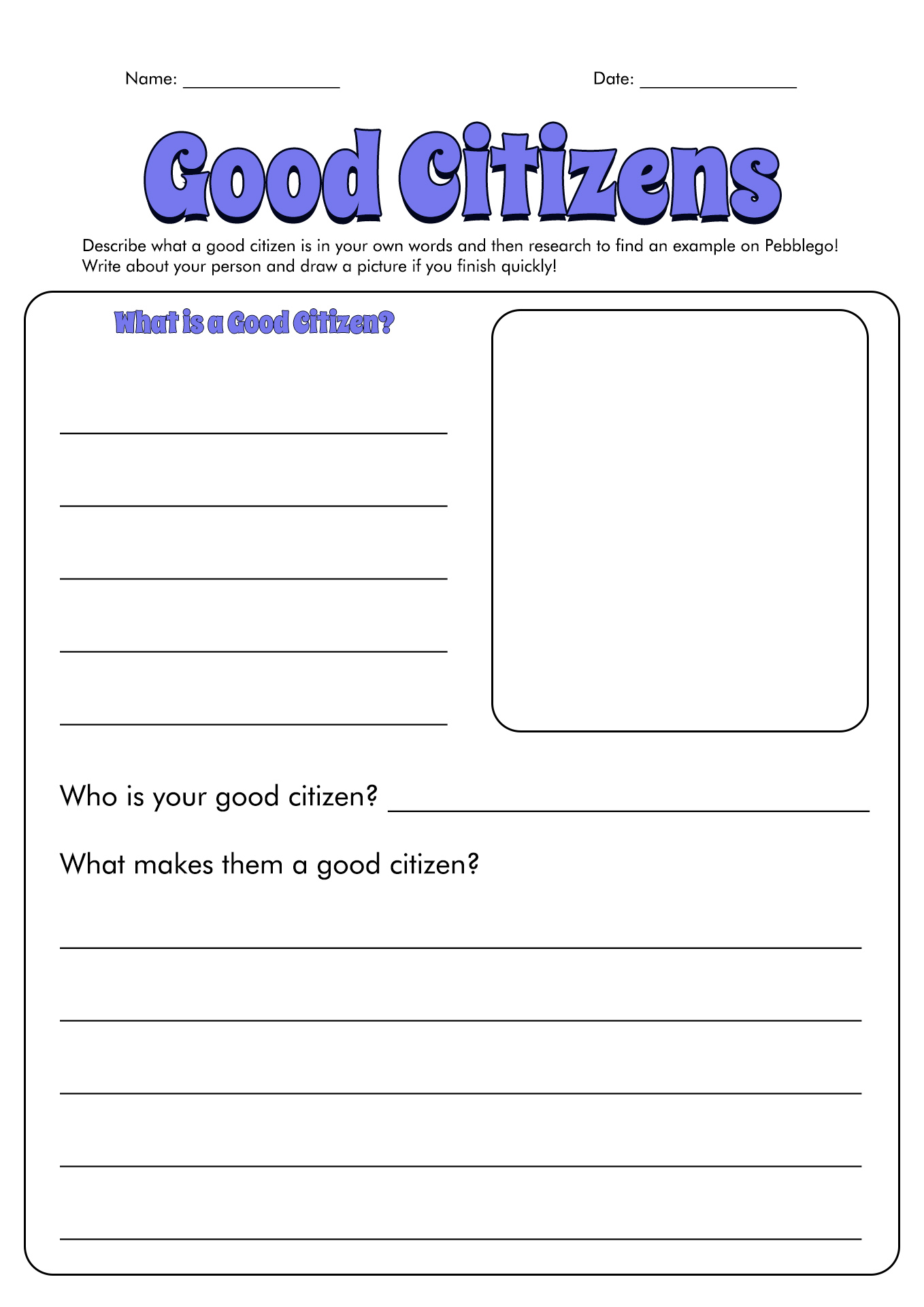 Good Citizen Worksheet Free Printable