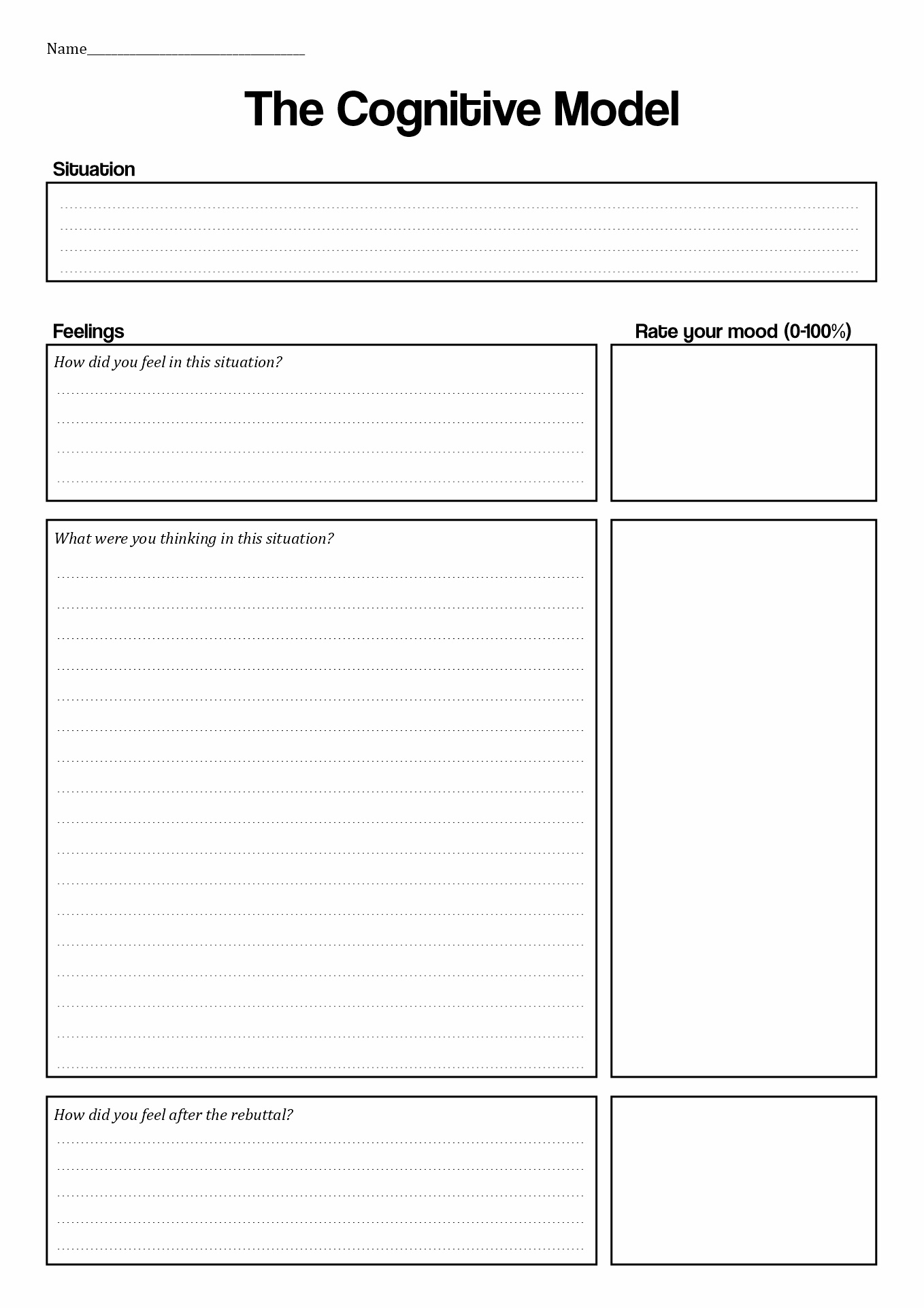 Cognitive Behavioral Therapy Worksheets Image