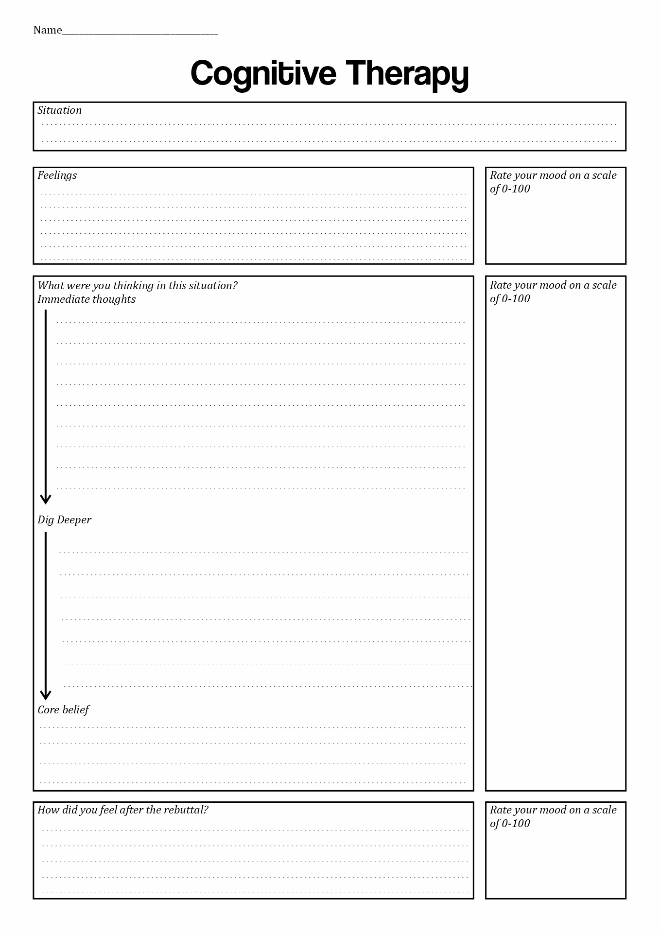 cognitive behavioral therapy techniques worksheets