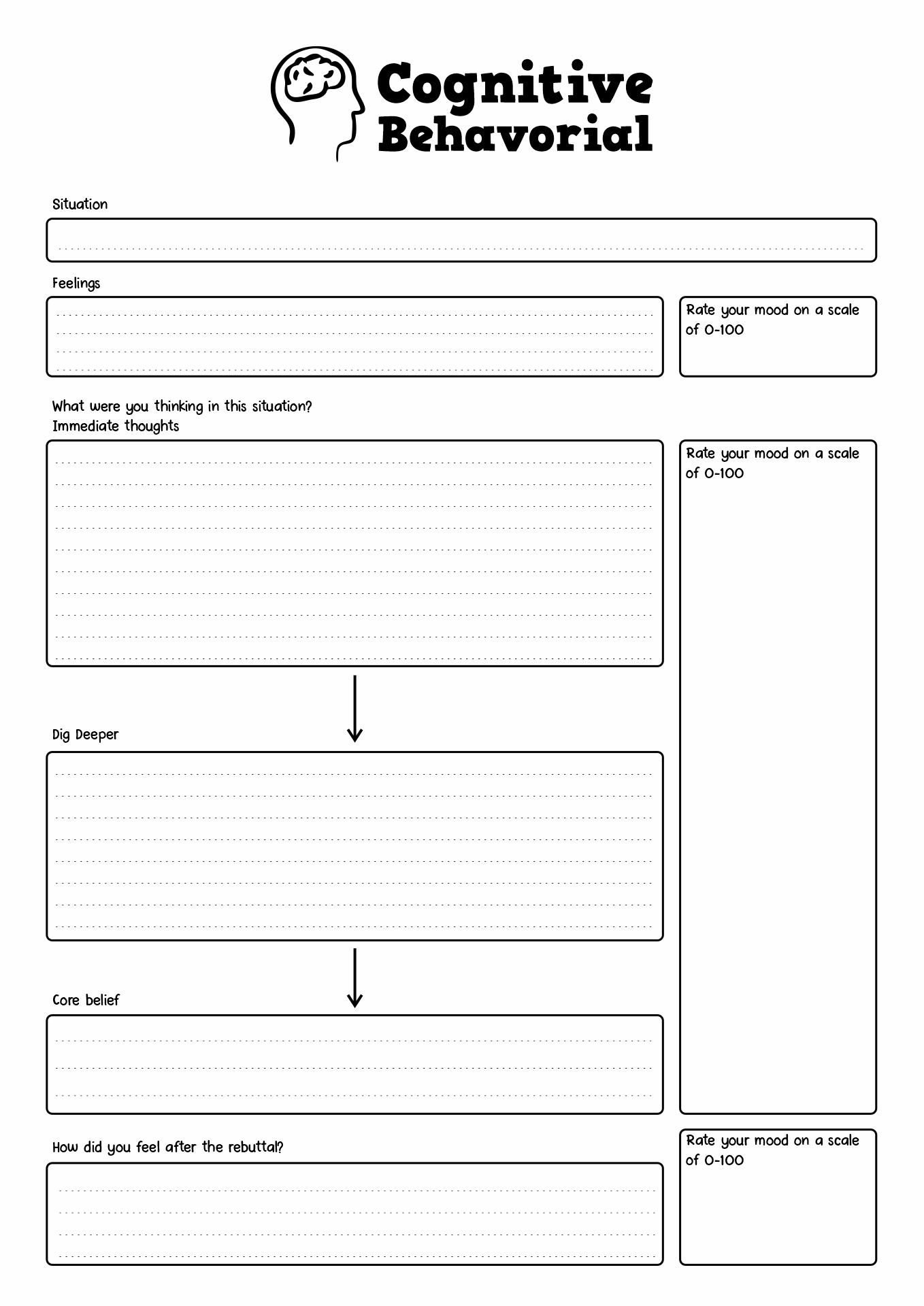Abc Cognitive Behavioral Therapy Worksheet