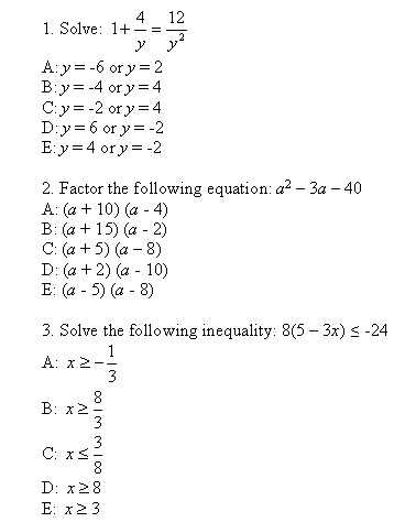 College Algebra Practice Test and Answers Image